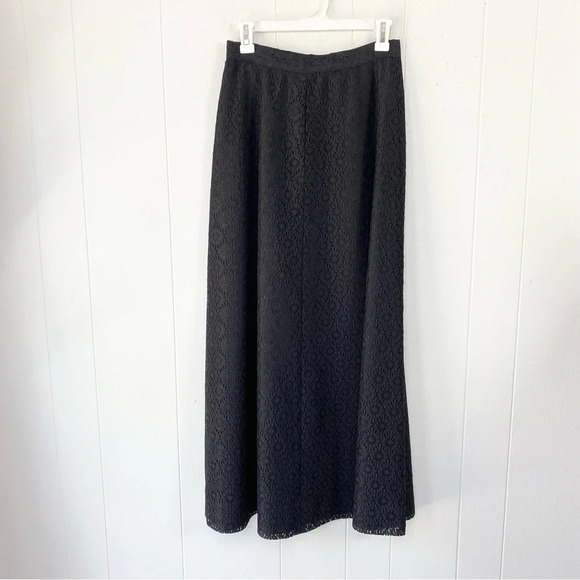 Vintage Black Lace Alice Of California Set Sz S Maxi Skirt & Top Crop Sleeveless - Picture 2 of 15